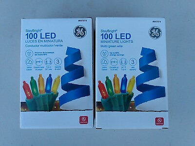 #ad #ad Lot Of 2..GE StayBright 100 LED Mini Lights Multicolor with Green Wire