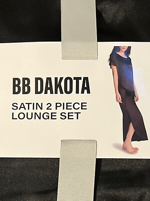 #ad Nwt BB Dakota Ladies S 2 Piece Satin Lounge Set Black. G 1