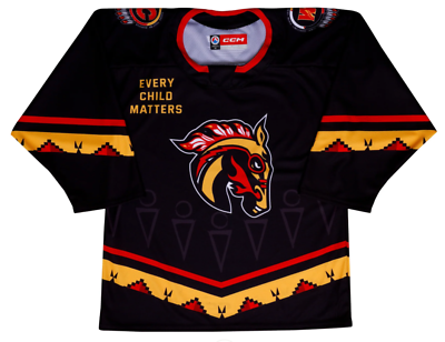#ad AHL Calgary Wranglers Hockey Every Child Matters Horse Alternate Logo Jersey M