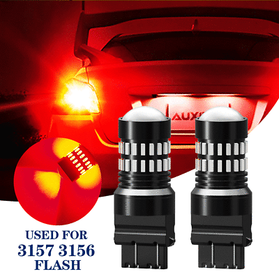 #ad 2X 3157 3057 Red LED Strobe Turn Signal Brake Tail Light Bulbs Blink Flash Lamp