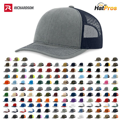 #ad Richardson 112 Adjustable Snackback Trucker Hat OSFM Blank Mesh Back 135 Colors