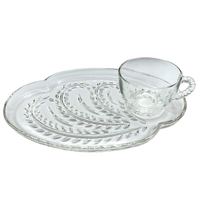 #ad #ad FEDERAL GLASS Homestead Wheat Luncheon Snack Set Plate Tea Cup 8 Available
