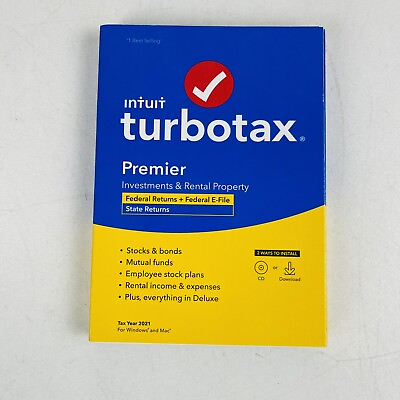 Turbotax Premier 2021 Federal And State CD for Mac Win