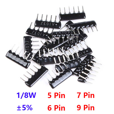 #ad 1 8W 5 6 7 9 Pin Network Array Resistor ±5% Range 100Ω 1KΩ 2KΩ 4K7 10KΩ to 100KΩ