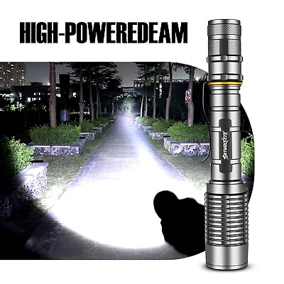 #ad #ad Super Bright Tactical Police LED Flashlight 5 Modes Zoomable Powerful Torch Lamp