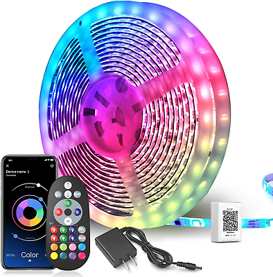 #ad 100 Ft LED Lights for Bedroom Music Sync Color Changing RGB LED Strip Rope Light