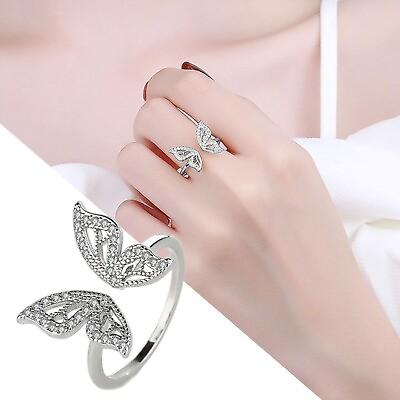 #ad Adjustable Ring Butterfly Ring Female Diamond Temperament Ring Retro Tail Ring