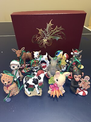 #ad NEW Danbury Mint Animal Ornaments Complete Box