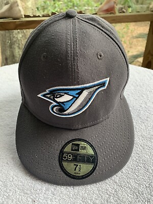 #ad Toronto Blue Jays Hat Cap Fitted 7.5 Gray Embroidered MLB New Era 59FIFTY READ