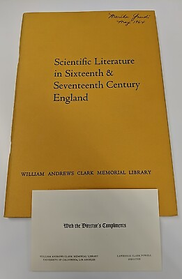 #ad SCIENTIFIC LITERATURE IN SIXTEENTH AND SEVENTEENTH CENTURY ENGLAND 1961 OMalley