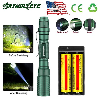 #ad #ad 990000LM Super Bright Zoomable LED Flashlight Tactical Police LED Torch 5 Modes