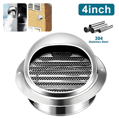 #ad 4in Duct Fan Soffit Air Vent 304 Stainless Steel Round Wall Outlet Grille Cover