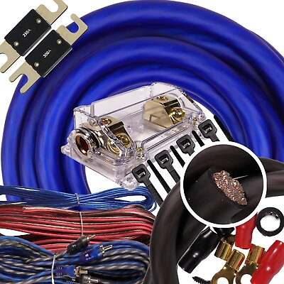 #ad Elite 0 Gauge Amp Kit Amplifier Install Wiring 0 Ga Wire 5000W to 8000W Blue PK2