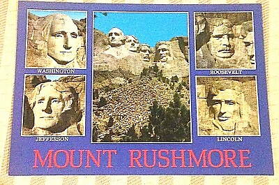 #ad New Mount Rushmore Postcard Black Hills Presidents Jefferson Washington 1991