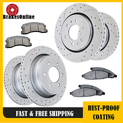 #ad Front Rear Brake Rotors Pads Kit for 2012 2017 Ford F 150 Drilled Slotted Brakes