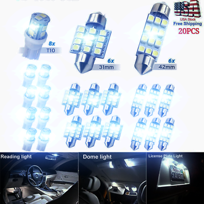 #ad #ad 6500K LED Interior Lights Bulbs Kit Car Trunk Dome License Plate Lamps 20pcs NEW
