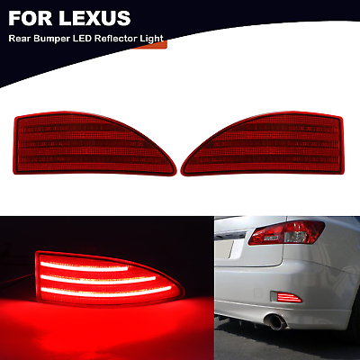 #ad 2PCS Rear Bumper LED Reflector Light Red Lens For 2006 2013 Lexus IS250 IS350