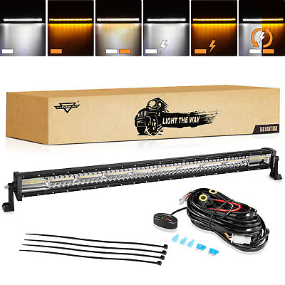 #ad AUXBEAM 42quot;INCH LED Work Light Bar Amber White Strobe Lamp For Boat Ford Jeep