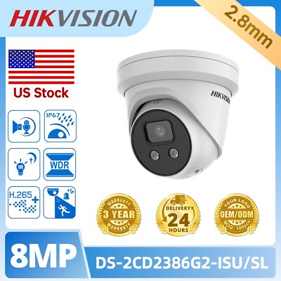 #ad 4K DS 2CD2386G2 ISU SL 2.8mm HIK AcuSense PoE IP Camera Smart Detection White