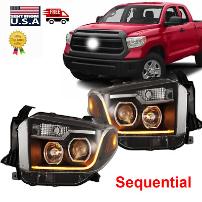 #ad Sequential Headlights For Toyota 2014 2017 Tundra Sequoia Turn Signal Front Lamp