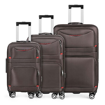 #ad 3 Piece Expandabl Luggage Set Suitcase Spinner TSA Lock 20 24 28quot; Travel Bag