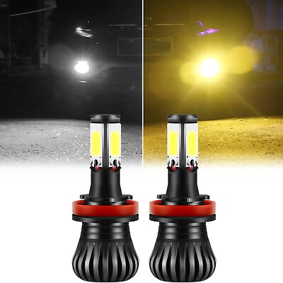 #ad Dual Color Yellow White Switchback LED Fog Light Bulbs w Turn Signal Universal