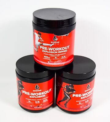 #ad 3 SixStar 1 WATERMELOM 2 FRUIT PUNCH Pre Workout Protein Powder 6.01 oz 09 2024