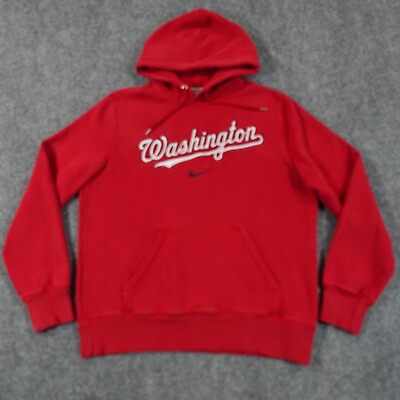 #ad Washington Nationals Hoodie Mens L Red Nike MLB Pullover Sweater Sweatshirt 8224