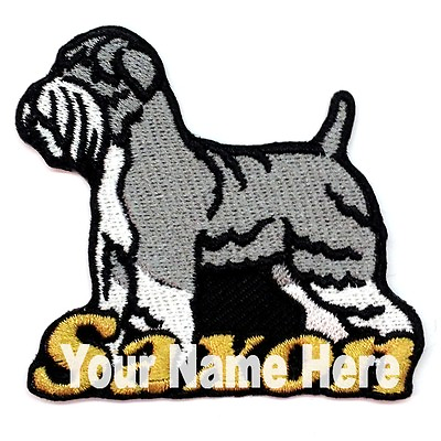 #ad Schnauzer Dog Custom Iron on Patch With Name Personalized Free