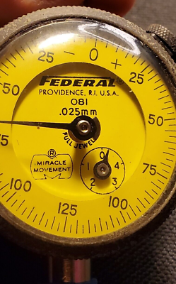 #ad Federal Metric Dial Indicator 081 0.25mm Precision 0 125 0 Full Jeweled Analog