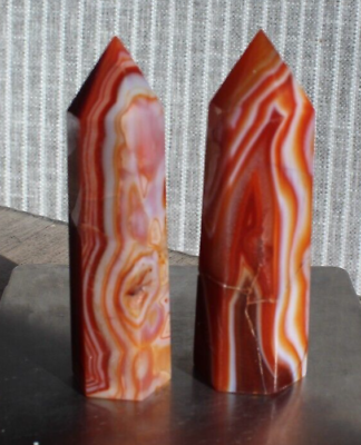 #ad CARNELIAN POINT BUNDLE 2 POINTS INCLUDED 3.21 amp; 3.26 INCHES 143.7 GRAMS