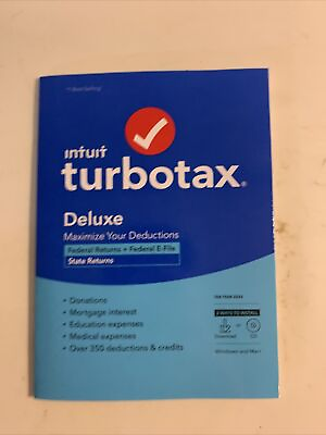 New Turbotax Deluxe 2022 Federal and State Tax Software Windows and Mac
