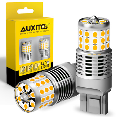 #ad AUXITO LED Front Rear Turn Signal Light Blinker Bulbs 7441 7440 Amber Error Free