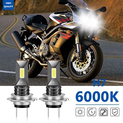 #ad For Aprilia SL1000 Yamaha LED Motorcycle Headlight Hi Lo Beam 6000K White Bulbs