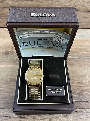 #ad Bulova Federal Express Fedex Safe Driver Employee Award Gold Tone Watch in Box