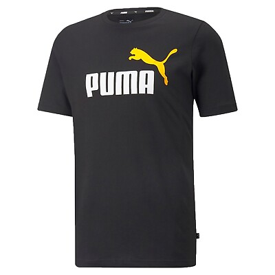 #ad NEW Mens Puma ESS 2COL Black T Shirt Black Tangerine 586759 54