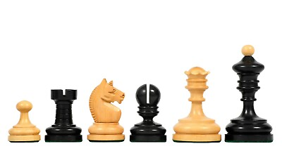 #ad German Knubbel Analysis Chess Pieces in Ebonized and Natural Boxwood 3quot; King