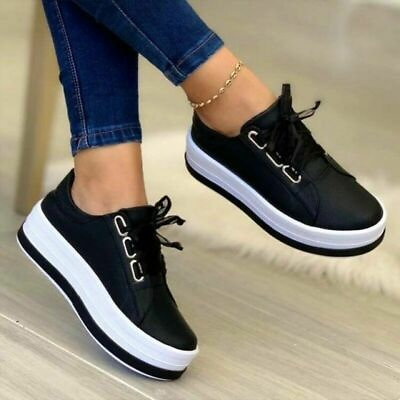 #ad Female Women Platform Sneakers Breathable Lace Up Casual Shoes Sports Shoes