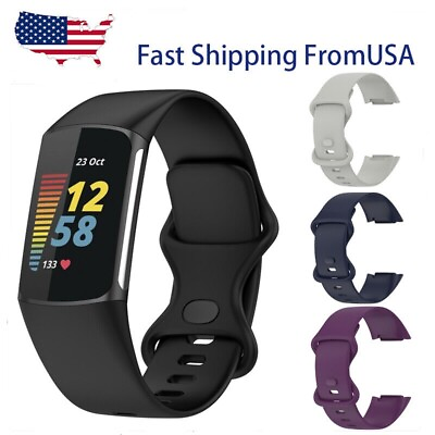#ad For Fitbit Charge 5 Charge 6 Sport Silicone Strap Watch Band Wristband Bracelet
