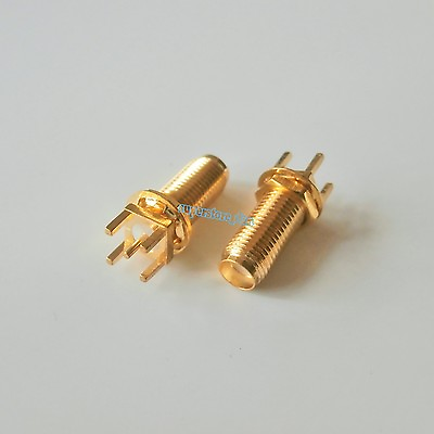 #ad 10X SMA female nut bulkhead solder for PCB mount RF connector adapter 15mm