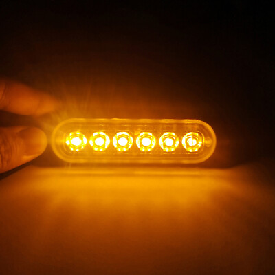 #ad Amber 6 LED Car Truck Beacon Warning Hazard Flash Strobe Light BAR DC12 24V USA