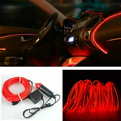 #ad Cold LED Atmosphere Light Lamp 12V 200cm Strobe Wire Strip Red Auto Car