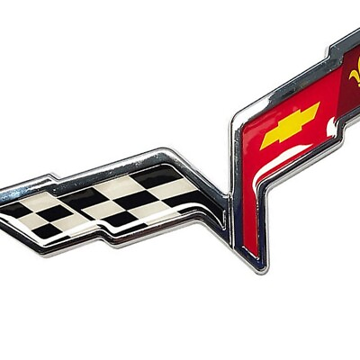 #ad Front Hood Rear Crossed Flags Emblem for C6 Corvette 2005 2013 3D Raised Badge