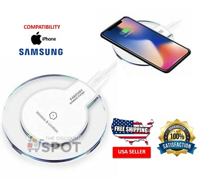 #ad Wireless Charger Universal Slim Charging Pad Micro USB Cable iPhone Samsung W