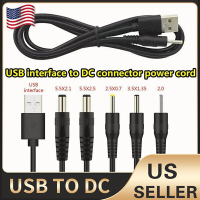 #ad USB TO DC 2.0 2.5X0.7 3.5X1.35 5.5X2.5 5.5X2.1 5V DC Barrel Jack Plug Charging