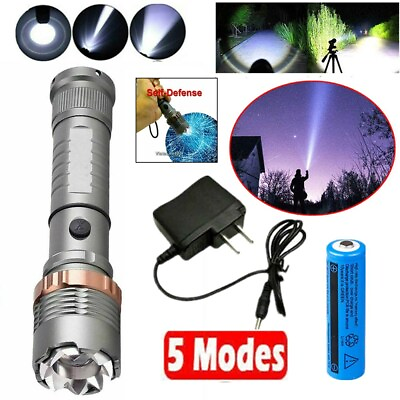 #ad Brightest 1200000LM High Power LED Zoomable Police Flashlight Rechargeable Torch