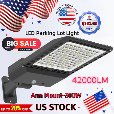 #ad LED Parking Lot Lights Outdoor 300W Parking Lot Light Commercial 5000K 42000LM