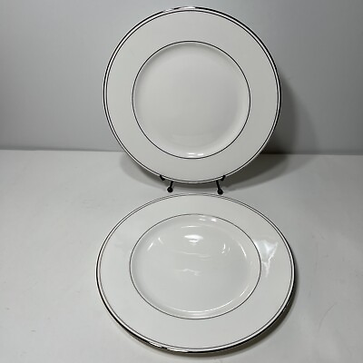 #ad 2 Lenox Federal Platinum Dinner Plates Classics Collection USA NEW Stickers