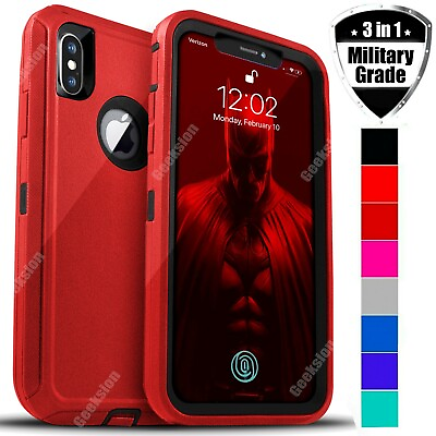 #ad For Apple iPhone X XR XS Max Shockproof Rugged Protective Hybrid Case Cover