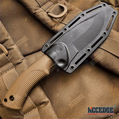 #ad 9quot; Tactical Knife FIXED BLADE KNIFE w Kydex Sheath Coyote Brown Survival Knife